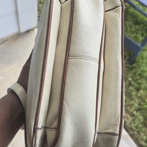 Bally Crossbody Vintage Purse  Woven Leather 3 compartments Cream & Brown - Picture 8 of 16